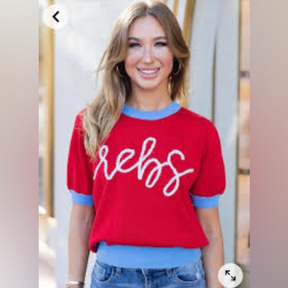 QUEEN OF SPARKLES Sweaters - QOS Ole Miss Short Sleeve sweater
